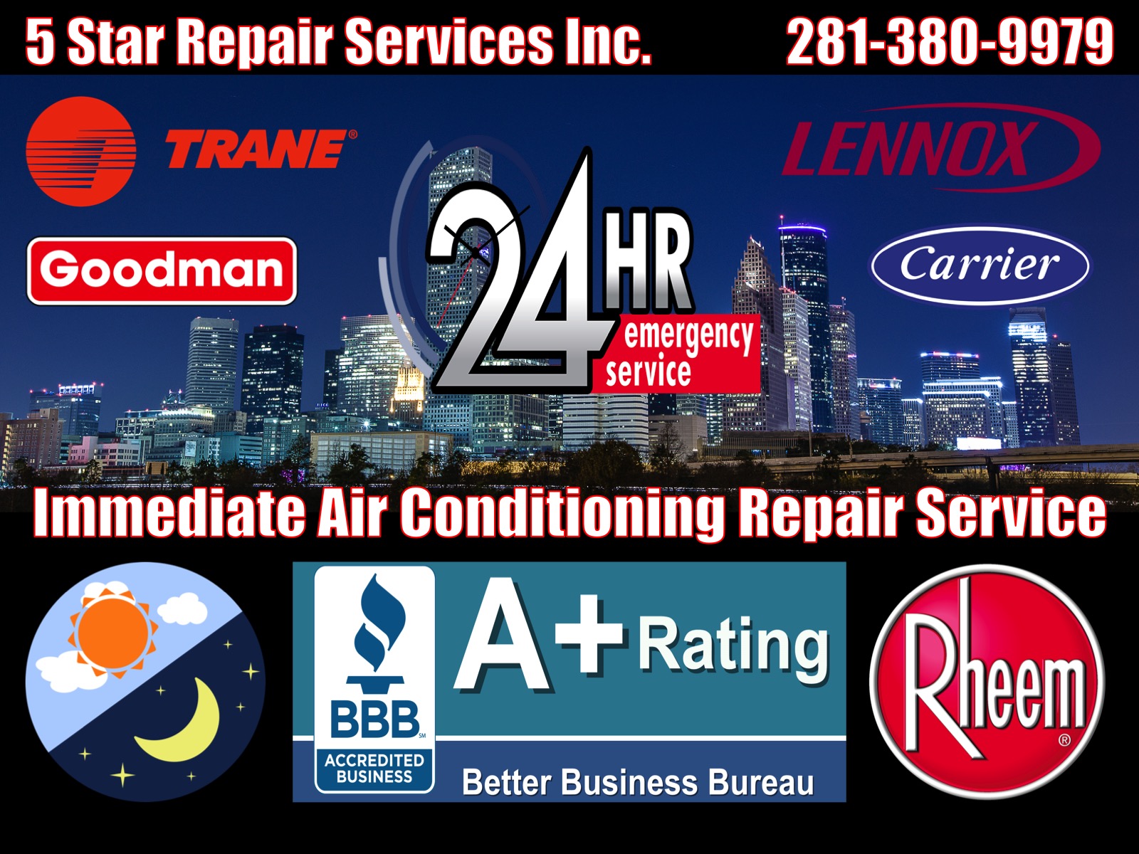 24 Hour Emergency AC HVAC Repair Service Seabrook 77586 77571